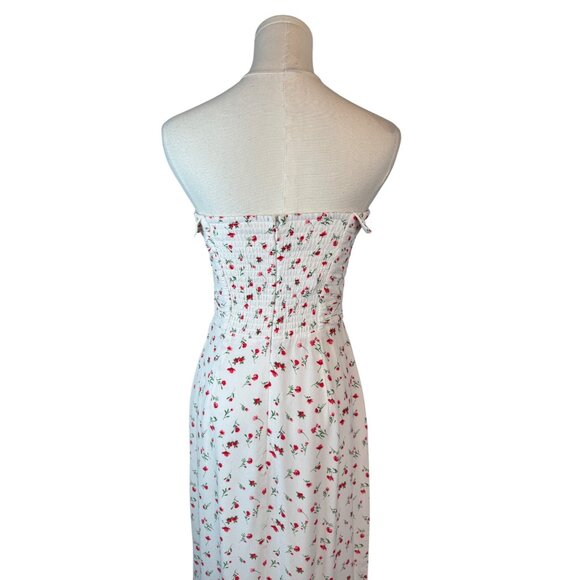 NWT WAYF Size Small Strapless Floral Midi Dress Smocked Back & Ruched Bustline - Picture 11 of 16